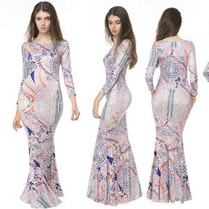 Xuerry Vintage Mermaid Bodycon Maxi Dress